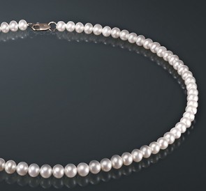 Ожерелье и бусы из жемчуга б650хж40з: белый пресноводный жемчуг, золото 585°